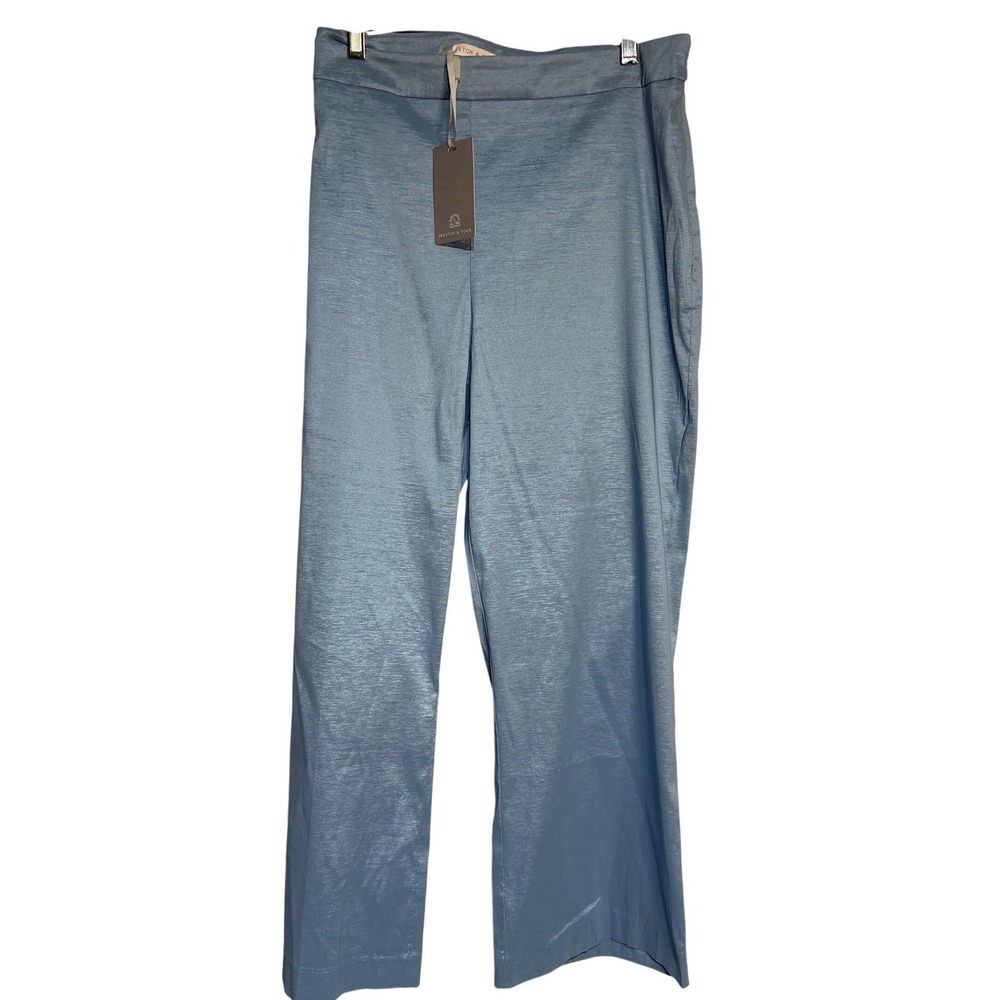 Preston & York Womens Blue Slub Texture Shimmer Dress Pants Size 16 NWT